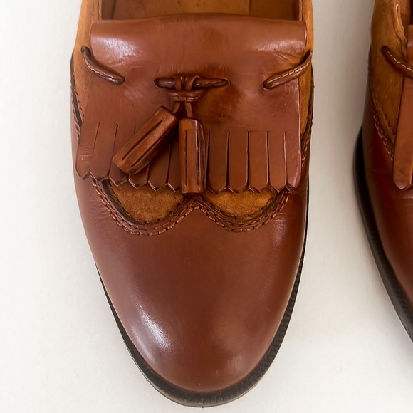 Vintage Bally Brown Leather and Suede Fringe Tassel Loafers Womens Sz EU 39.5 - Picture 11 of 16